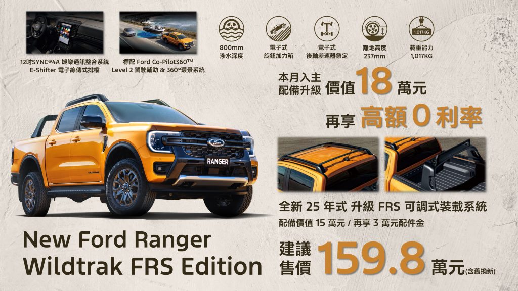 台灣運動皮卡銷售冠軍New Ford Ranger 25年式全新上市