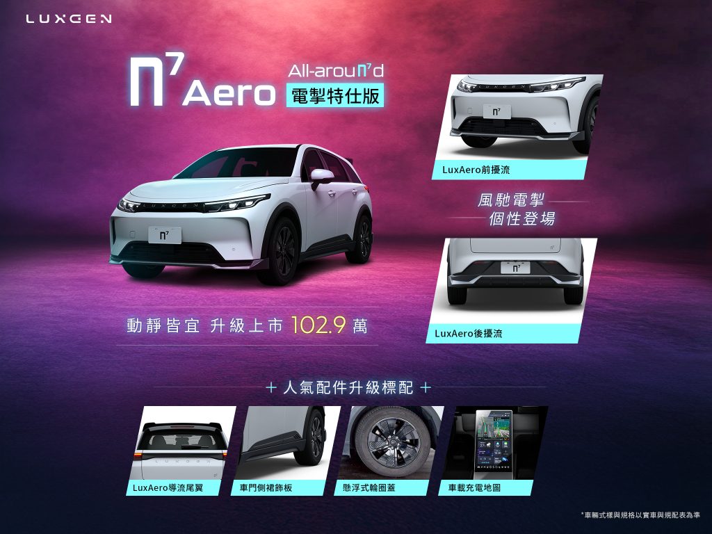 LUXGEN n⁷ Aero 電掣特仕版升級上市　優惠再加碼最高現省20萬！