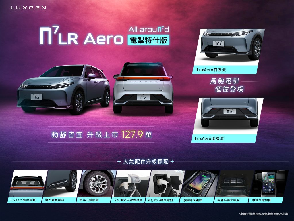 LUXGEN n⁷ Aero 電掣特仕版升級上市　優惠再加碼最高現省20萬！